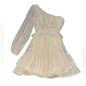 Altar'd State Cream One-Shoulder XS dress